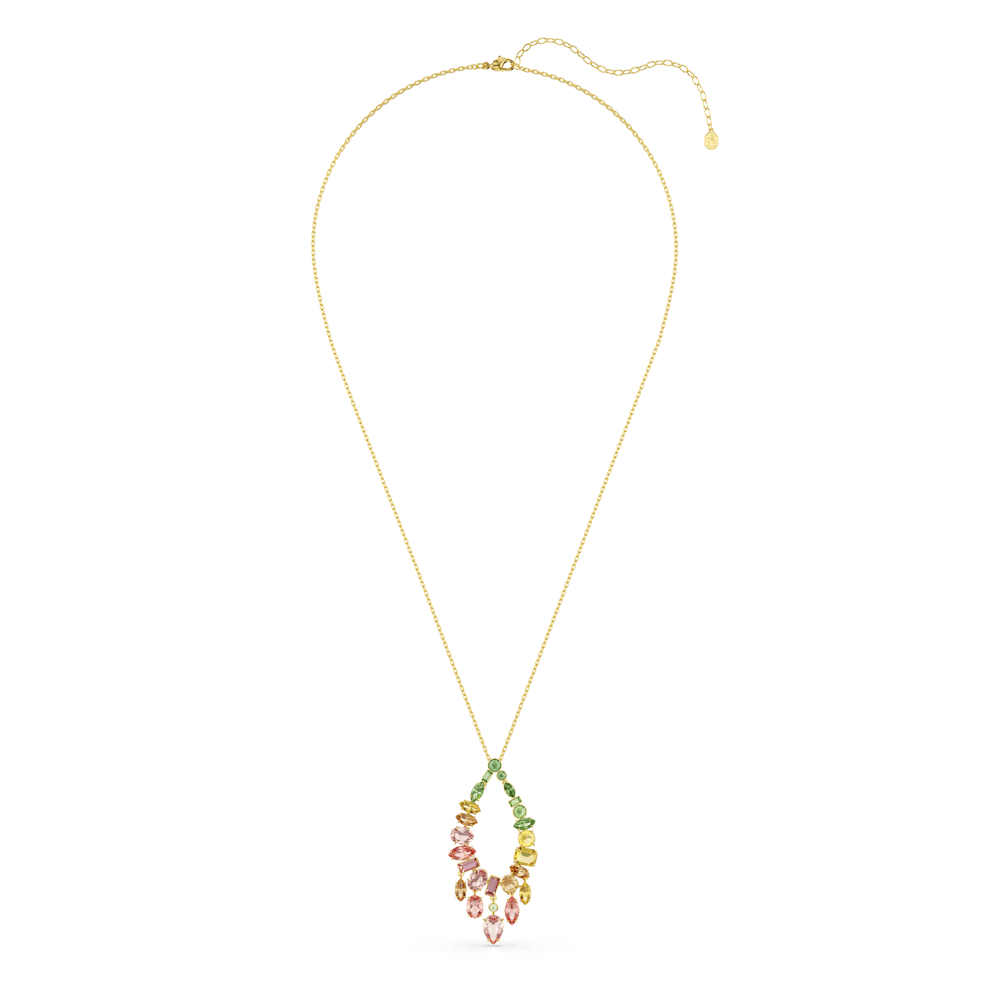 Gema pendant, Mixed cuts, Multicolored, 18K gold finish