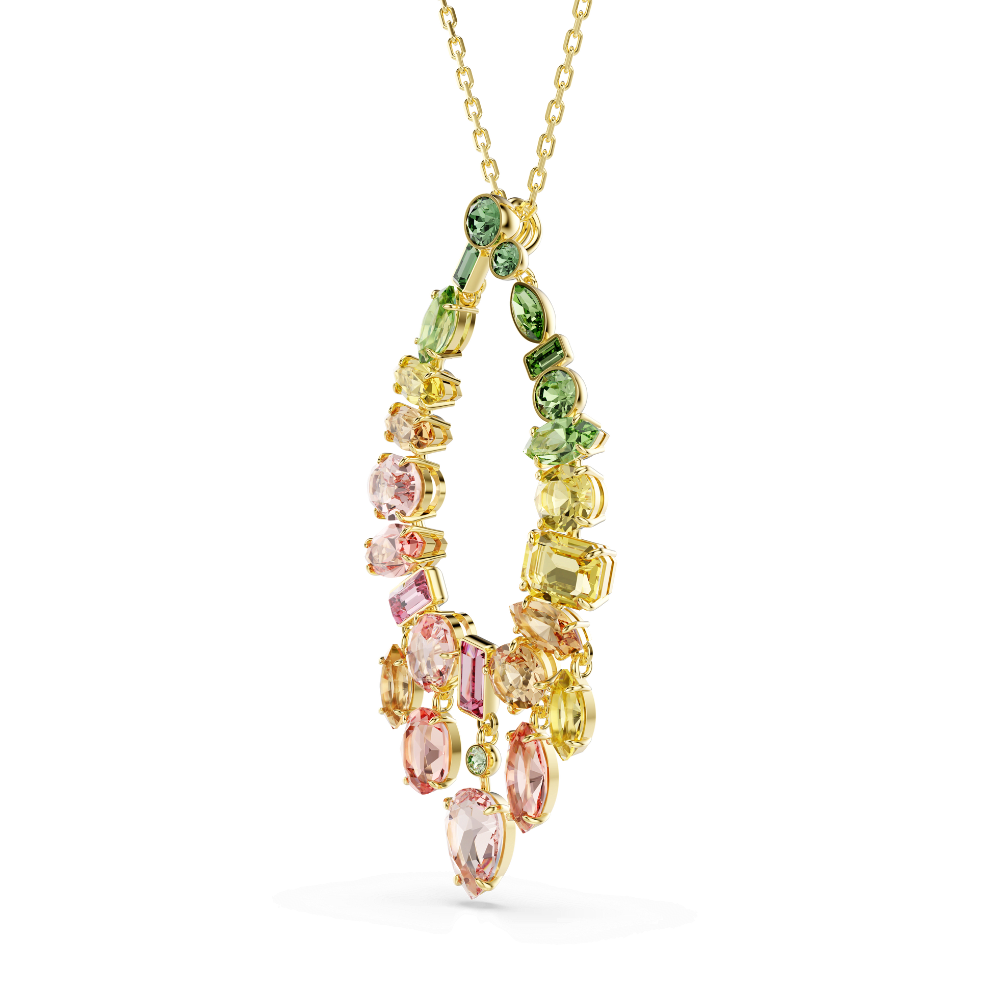 Gema pendant, Mixed cuts, Multicolored, 18K gold finish