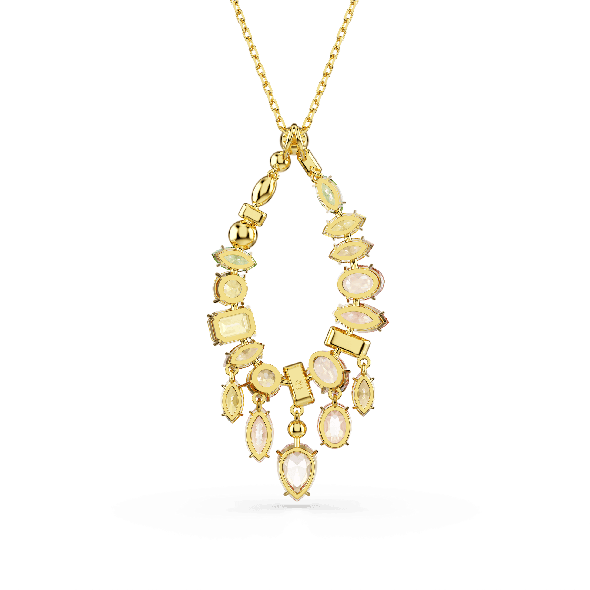 Gema pendant, Mixed cuts, Multicolored, 18K gold finish