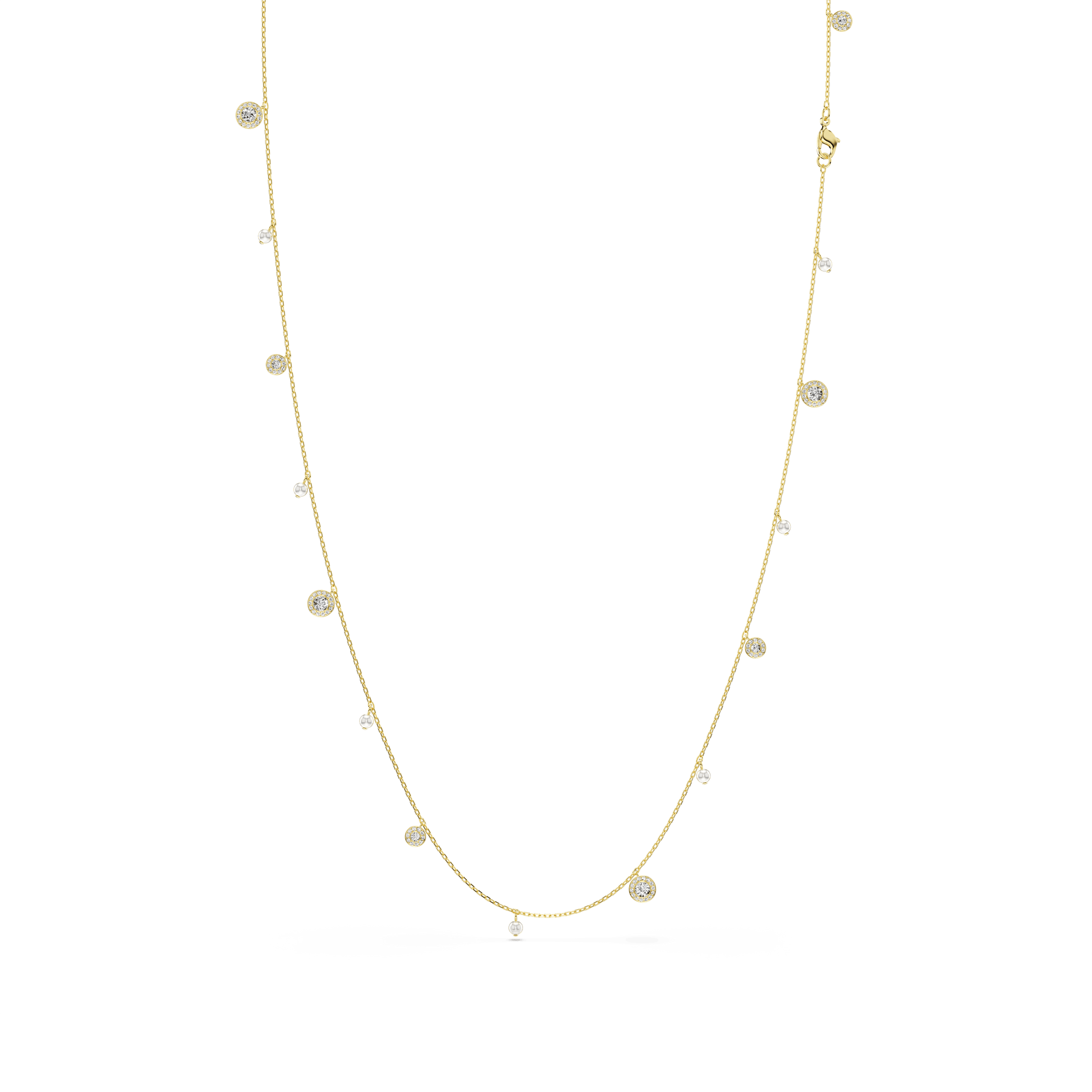 Una Angelic strandage, Crystal pearl, Round cut, White, 18K gold finish