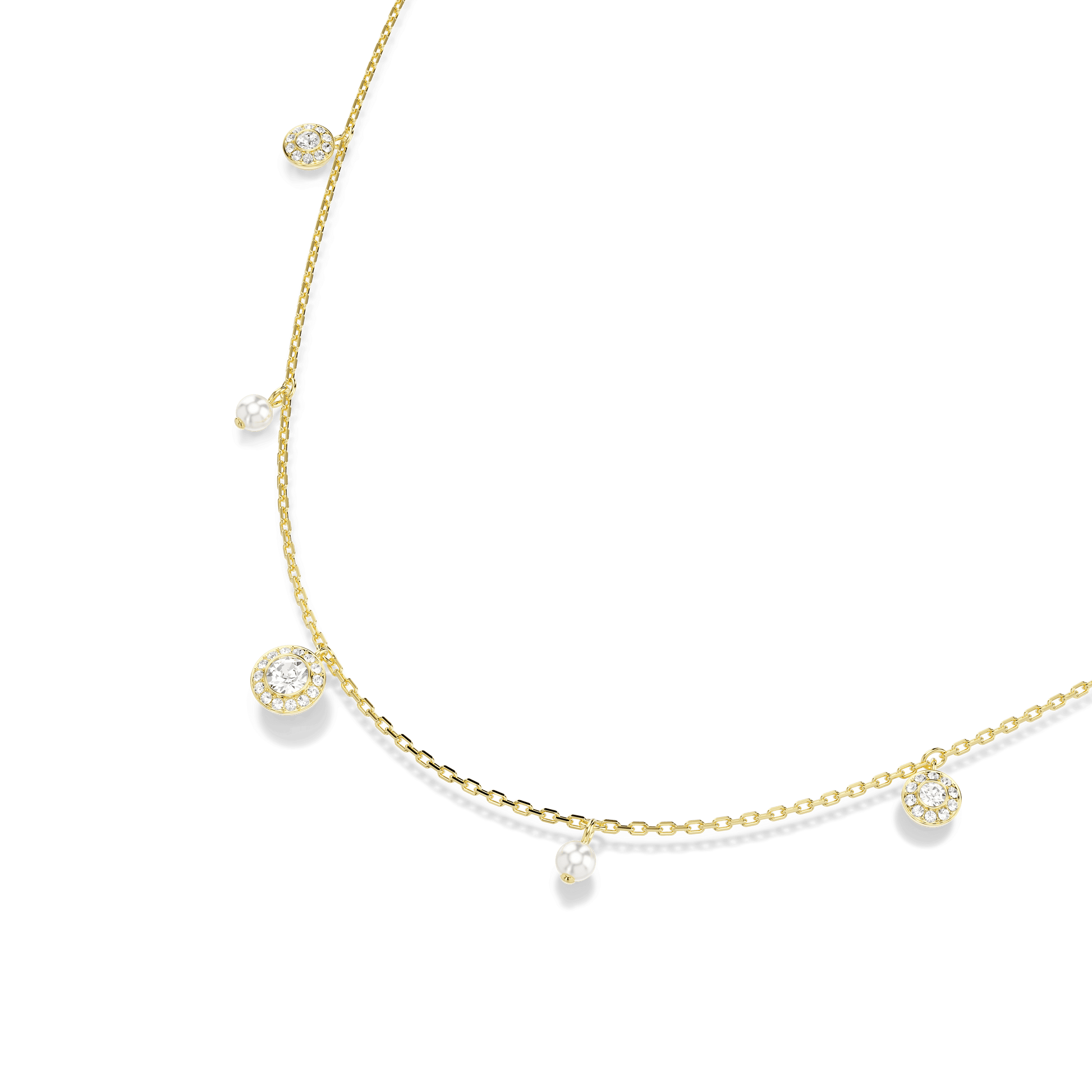 Una Angelic strandage, Crystal pearl, Round cut, White, 18K gold finish