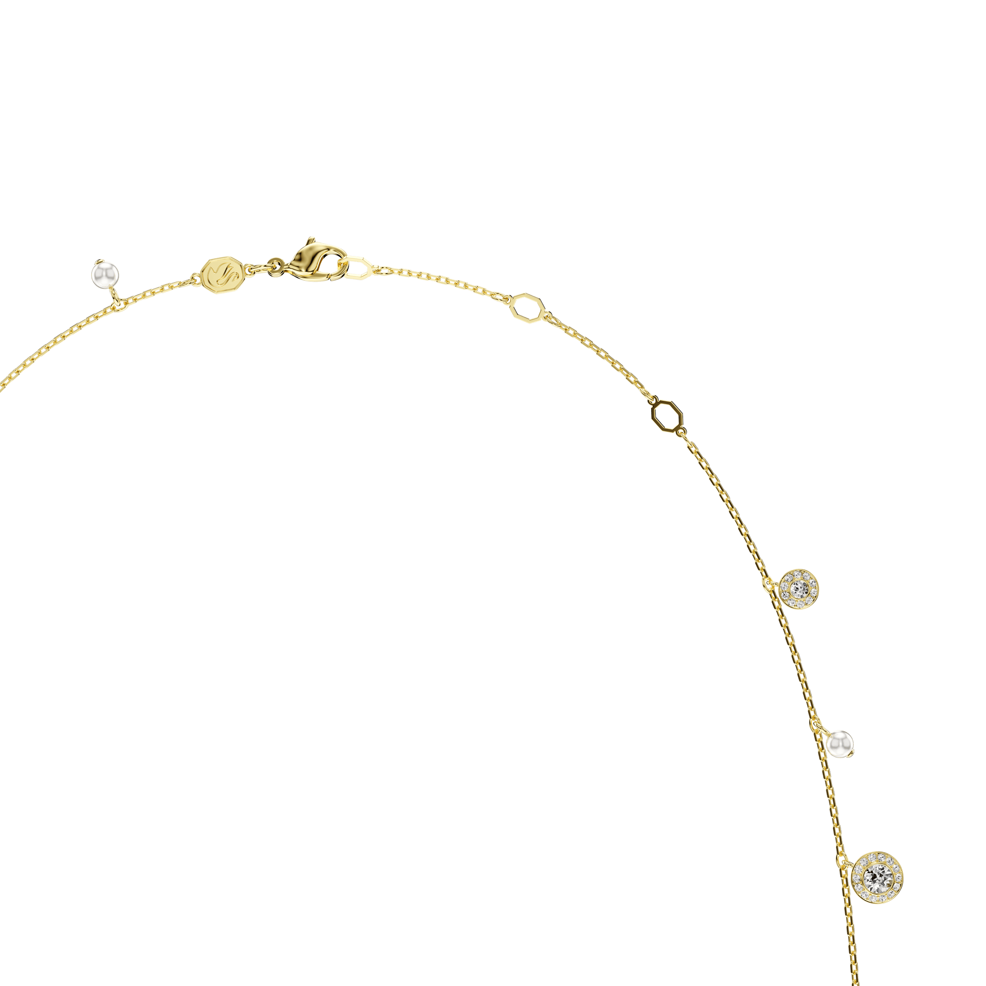 Una Angelic strandage, Crystal pearl, Round cut, White, 18K gold finish