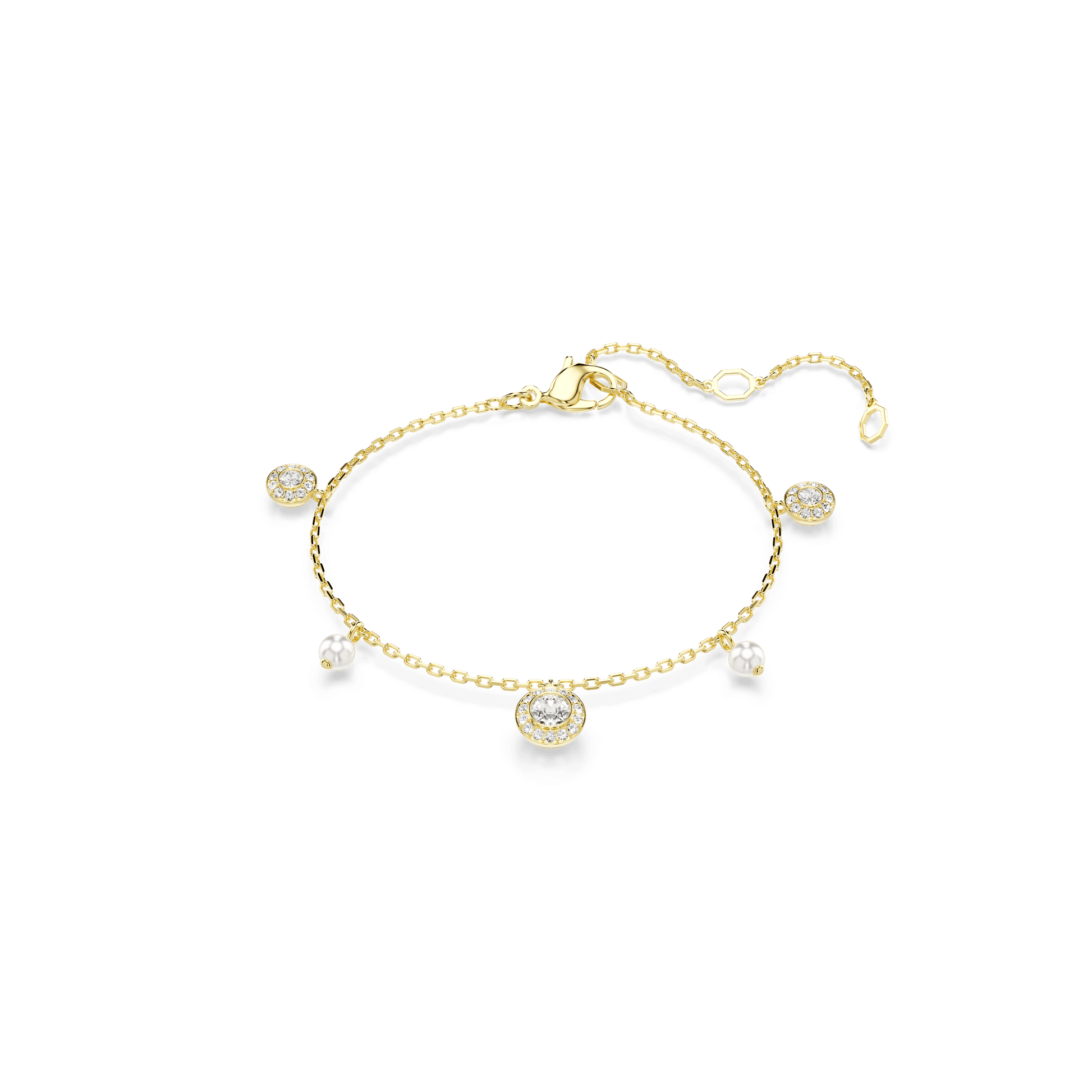 Una Angelic strandage, Crystal pearl, Round cut, White, 18K gold finish