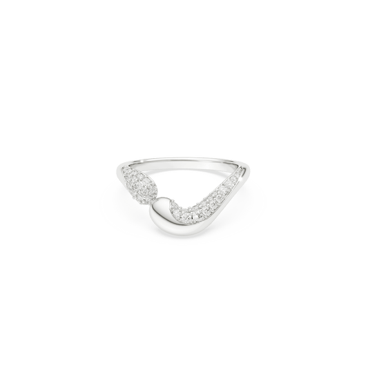 Swarovski Classica open ring, Round cut, White, Sterling silver