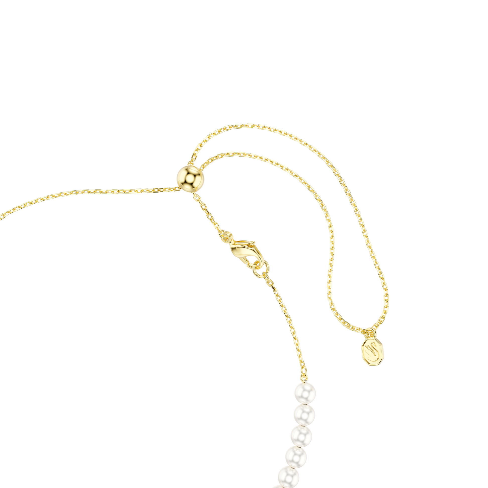 Idyllia choker, Crystal pearl, Mixed cuts, Bee, White, 18K gold finish