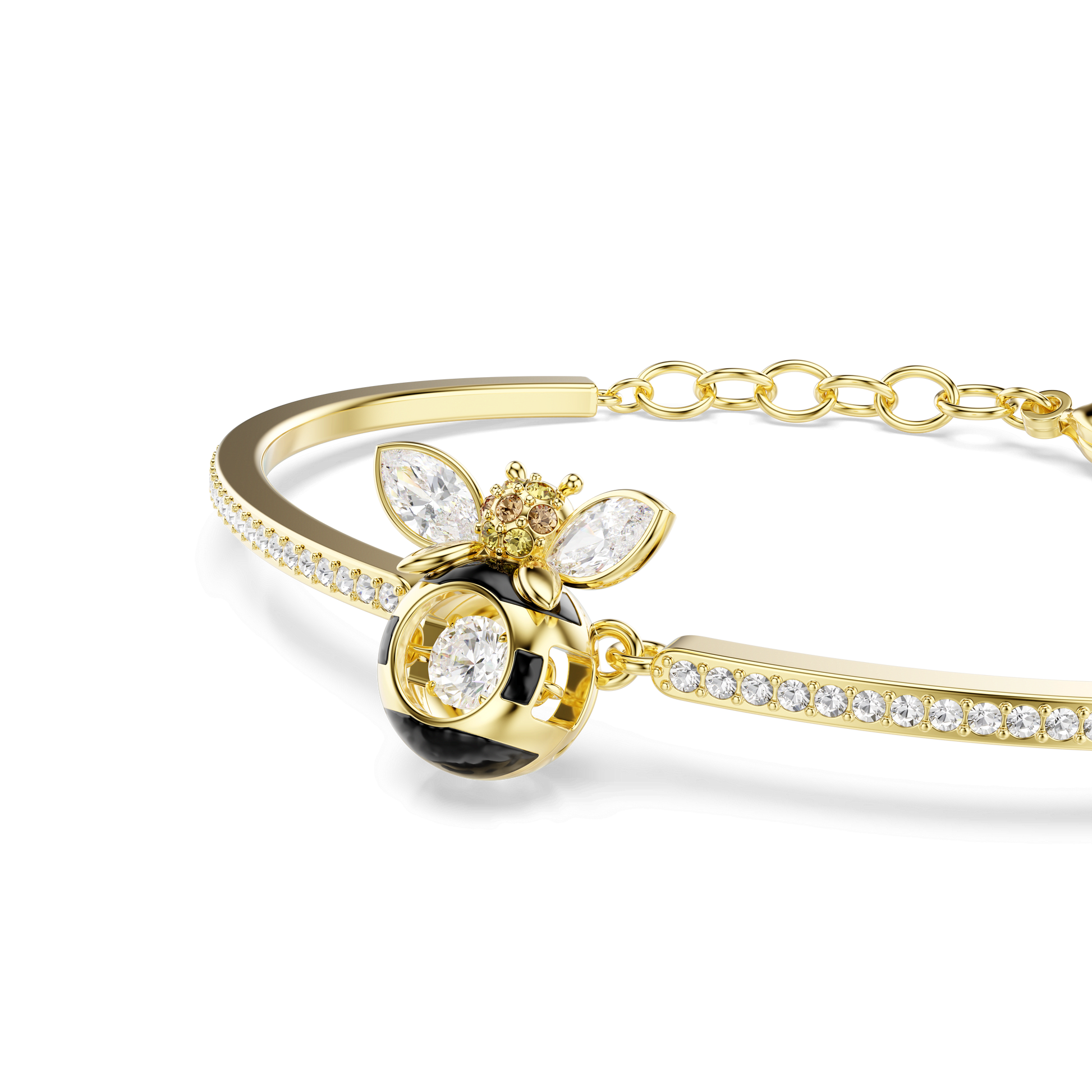 Idyllia bangle, Mixed cuts, Bee, Multicolored, 18K gold finish