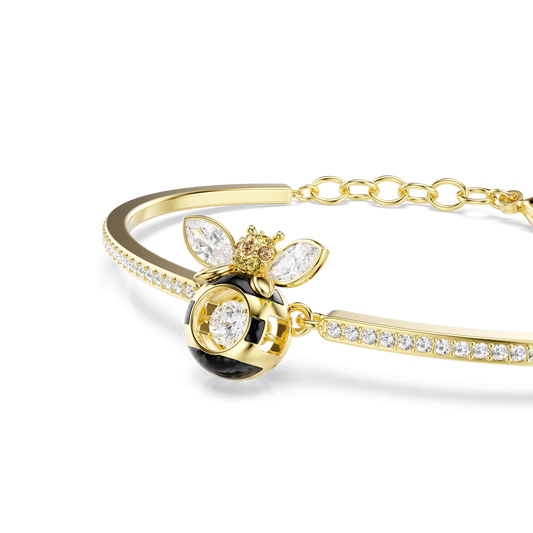Idyllia bangle, Mixed cuts, Bee, Multicolored, 18K gold finish