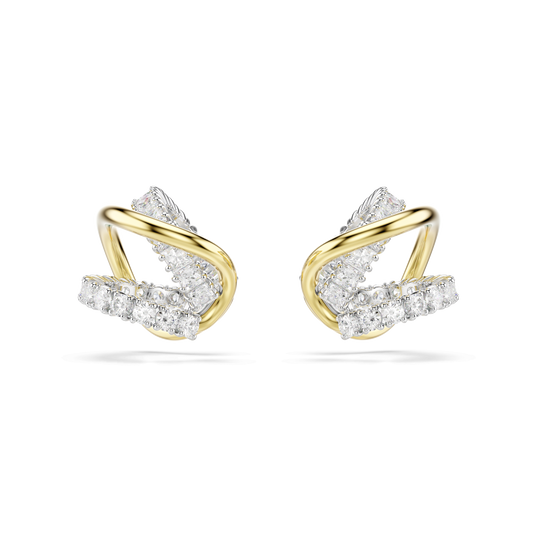 Hyperbola ear cuffs, Mixed cuts, White, Mixed metal finish