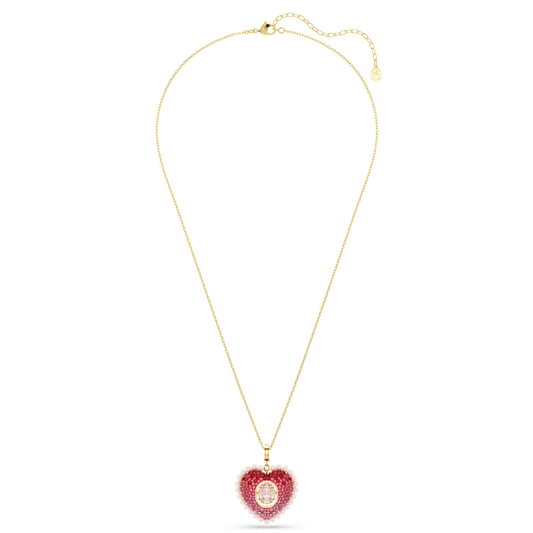 Idyllia pendant, Mixed cuts, Heart, Pink, 18K gold finish