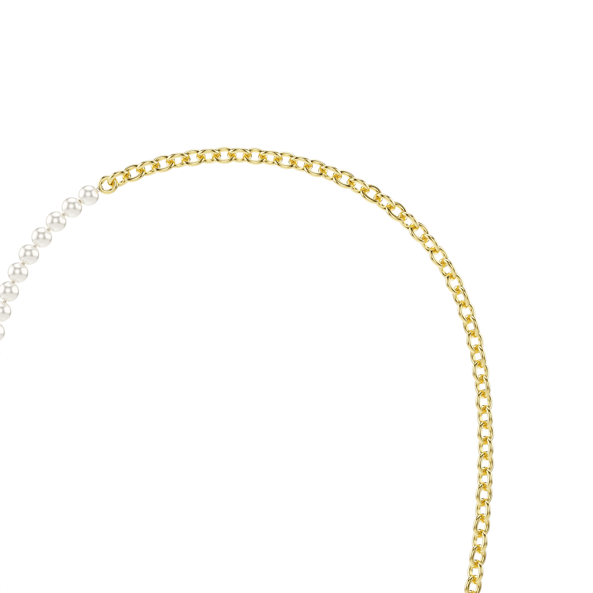 Idyllia necklace, Crystal pearl, White, 18K gold finish