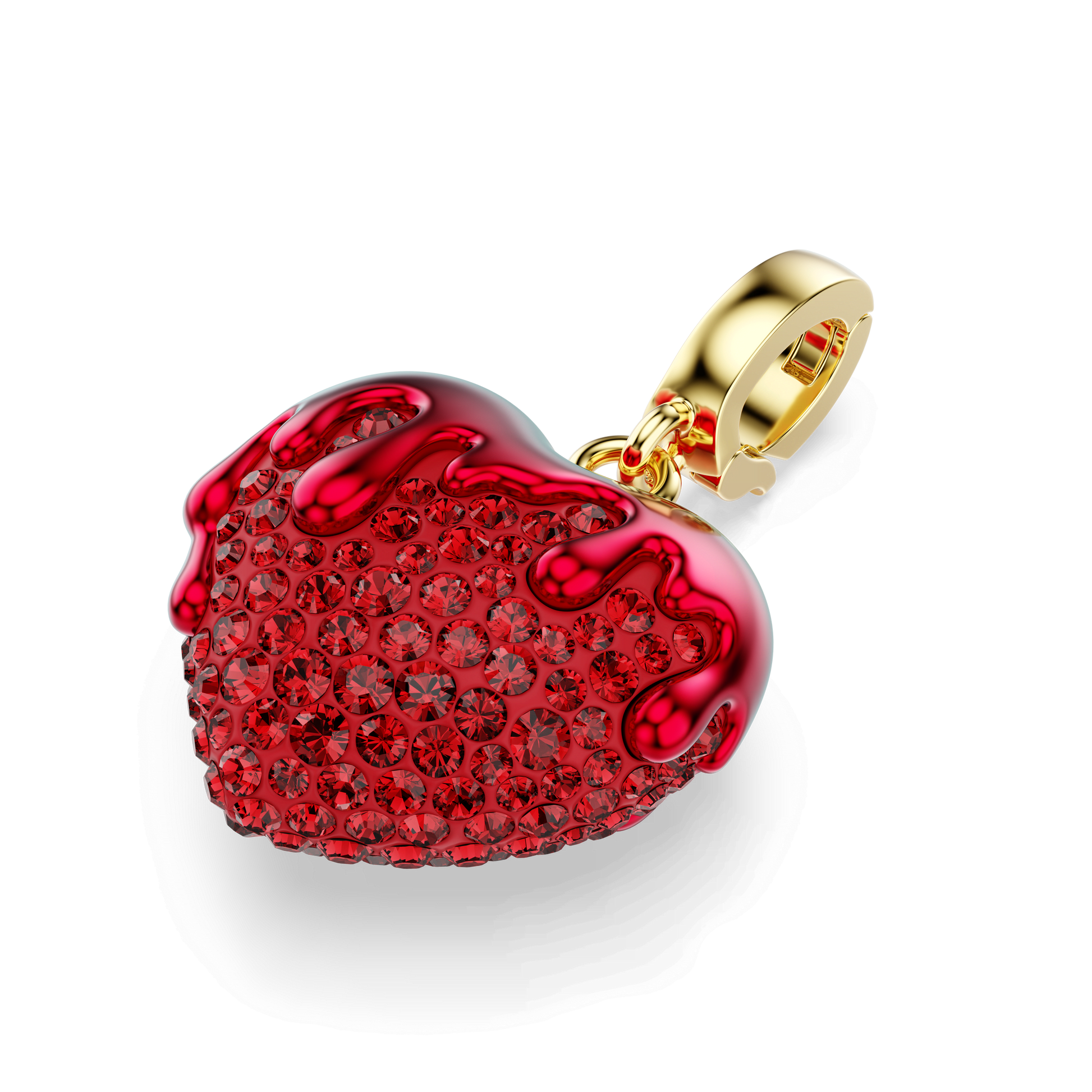 Idyllia charm, Round cut, Heart, Red, 18K gold finish