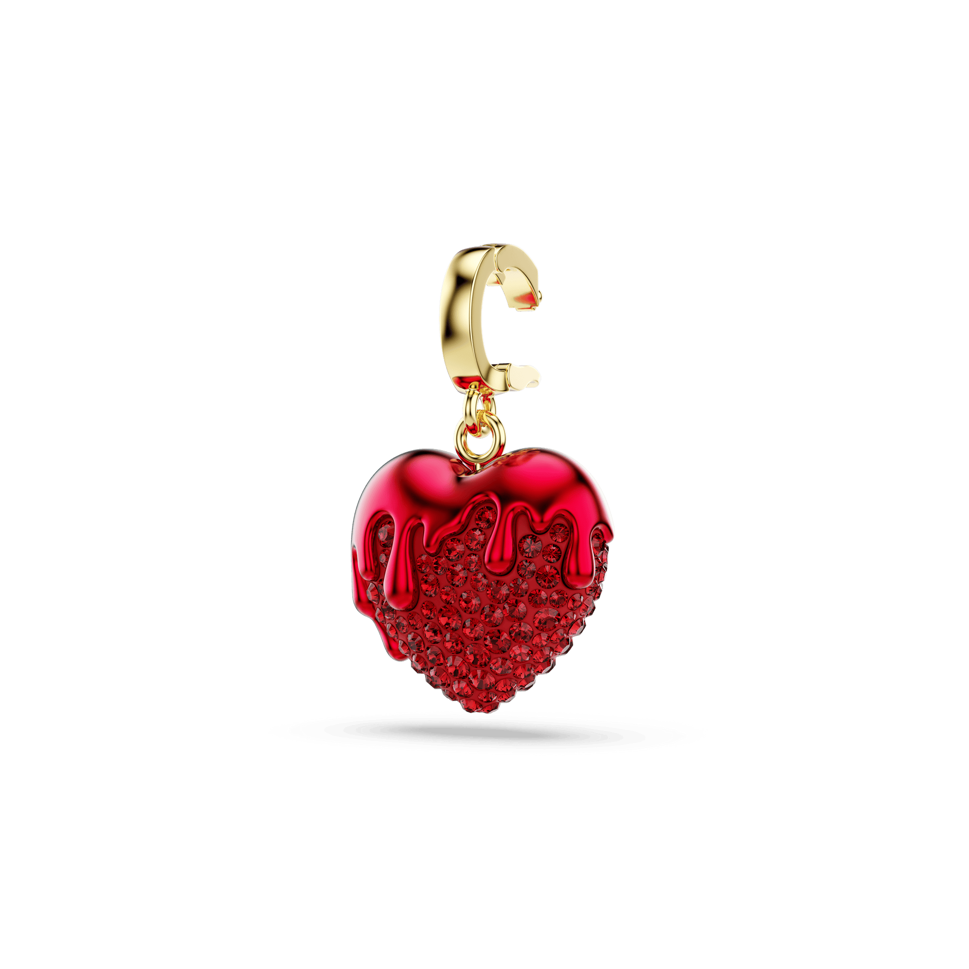 Idyllia charm, Round cut, Heart, Red, 18K gold finish