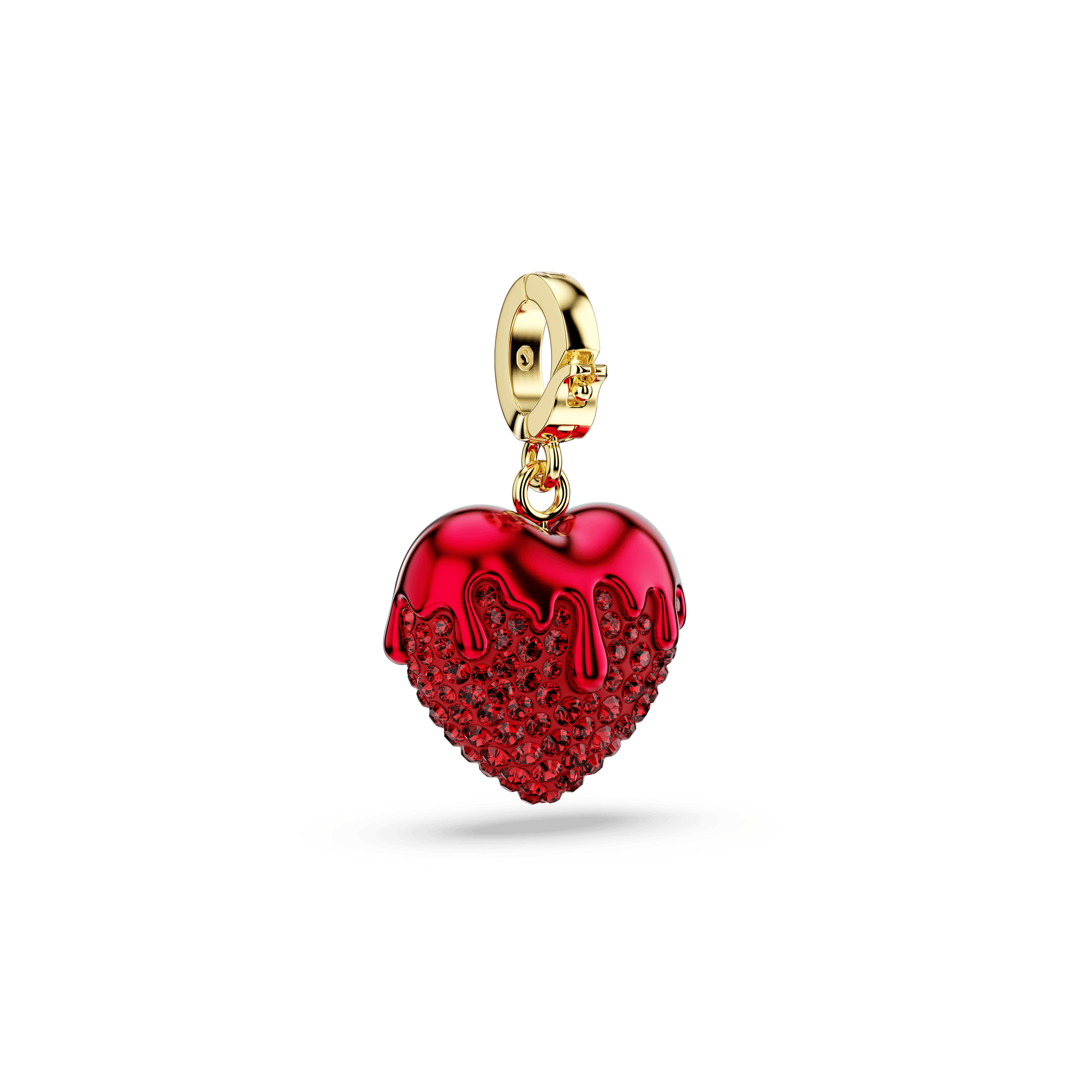 Idyllia charm, Round cut, Heart, Red, 18K gold finish