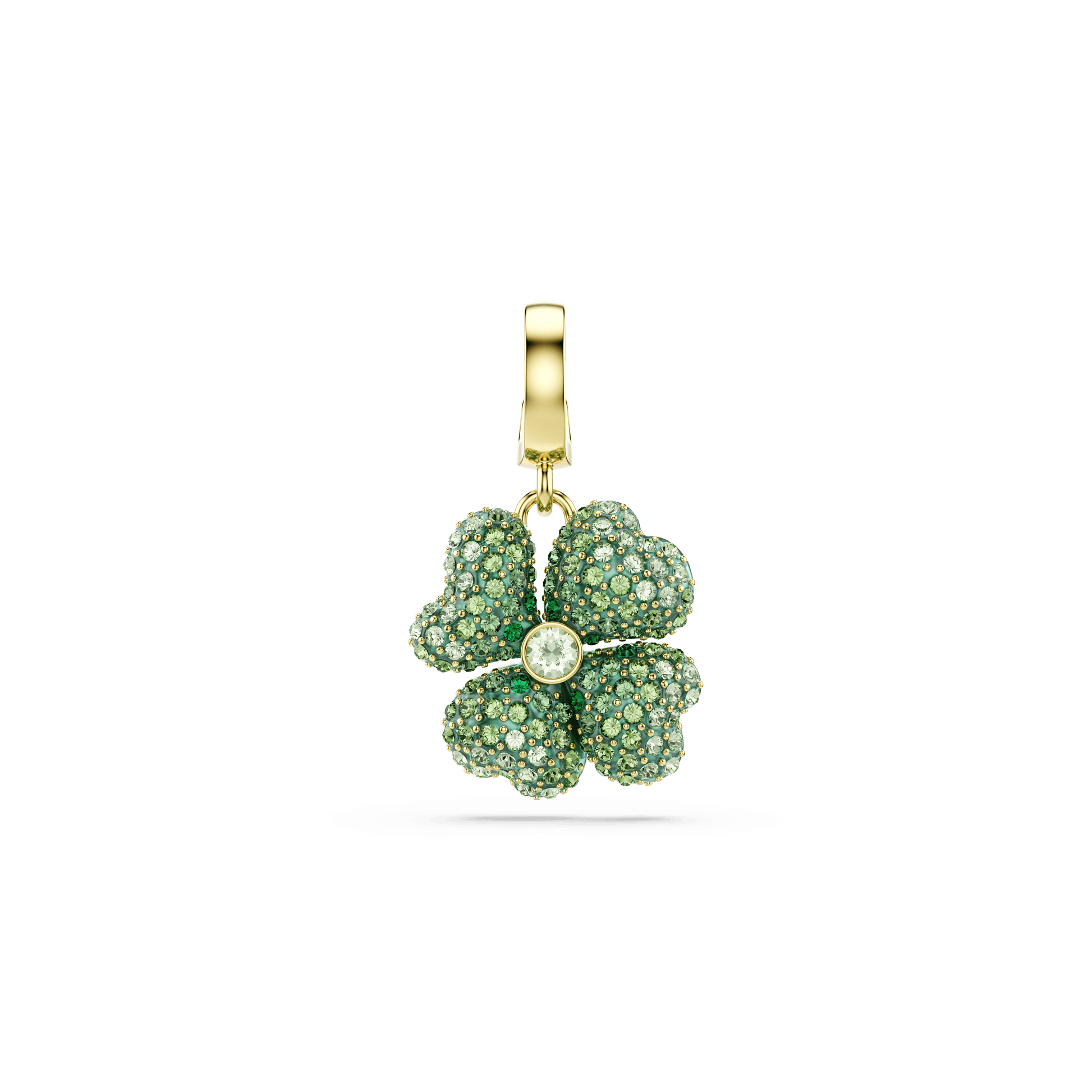 Idyllia charm, Clover, Green, 18K gold finish