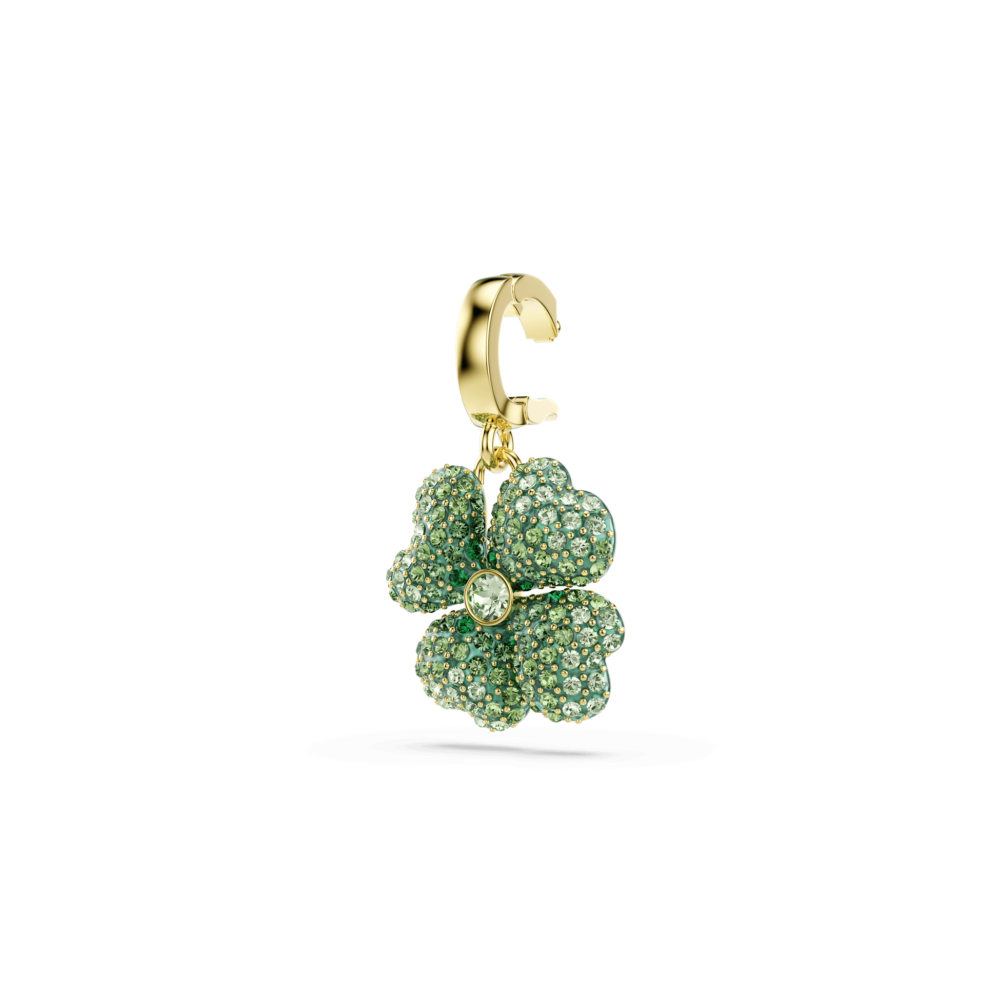 Idyllia charm, Clover, Green, 18K gold finish