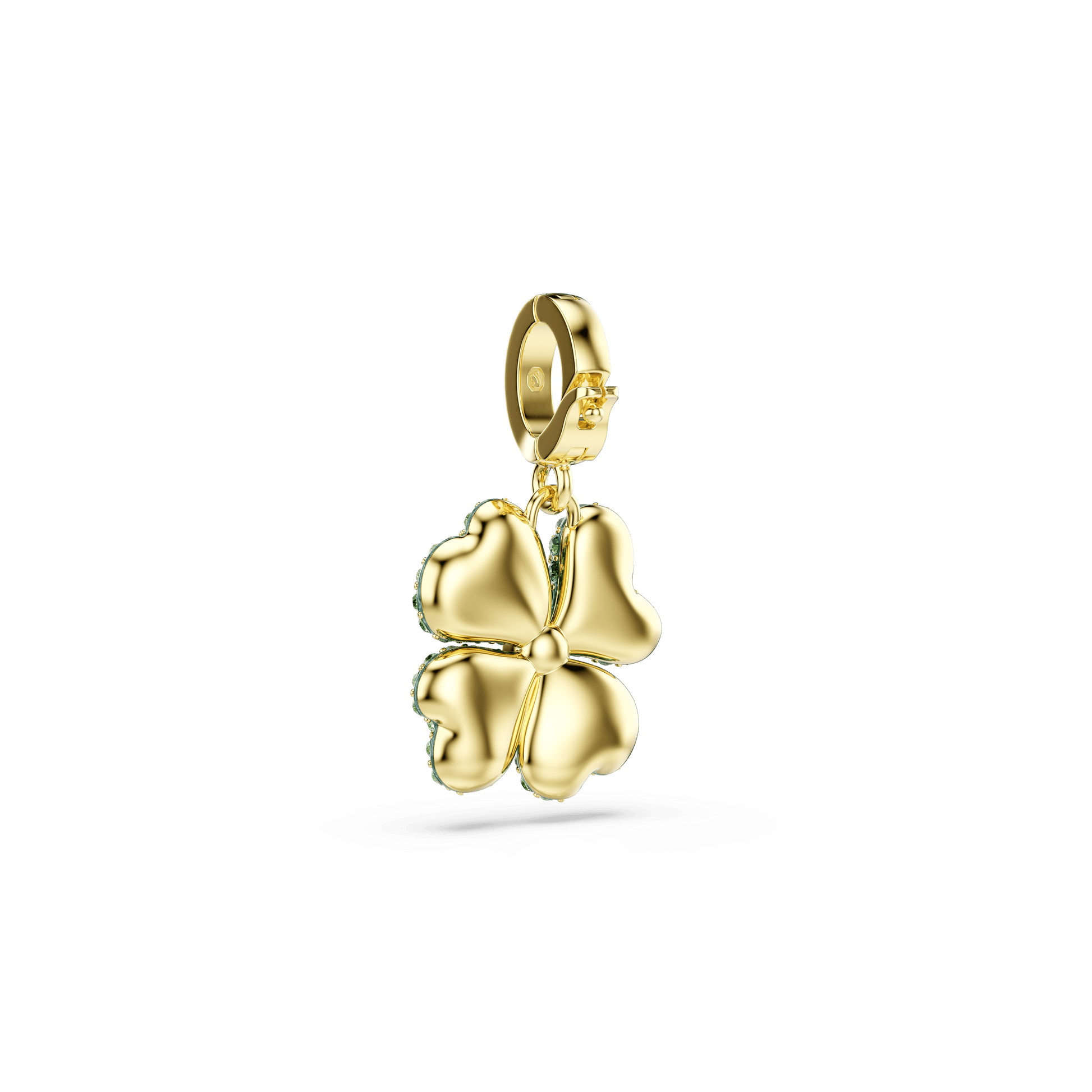 Idyllia charm, Clover, Green, 18K gold finish