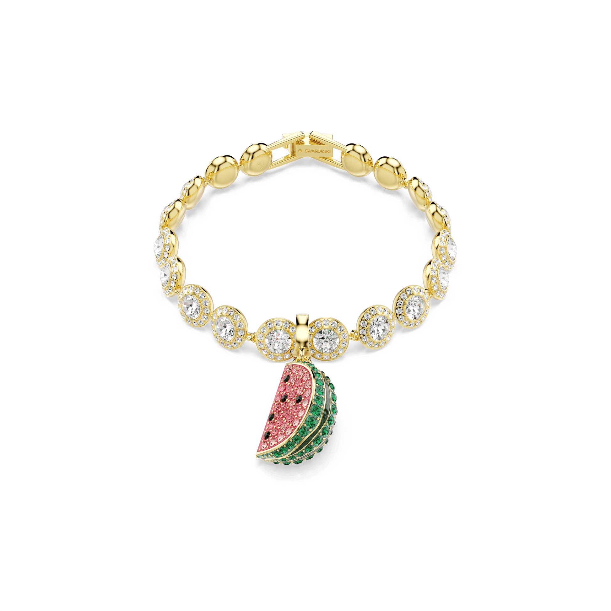 Idyllia charm, Mixed cuts, Watermelon, Multicolored, 18K gold finish