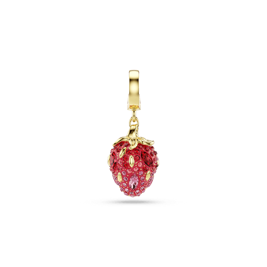 Idyllia charm, Mixed cuts, Strawberry, Red, 18K gold finish