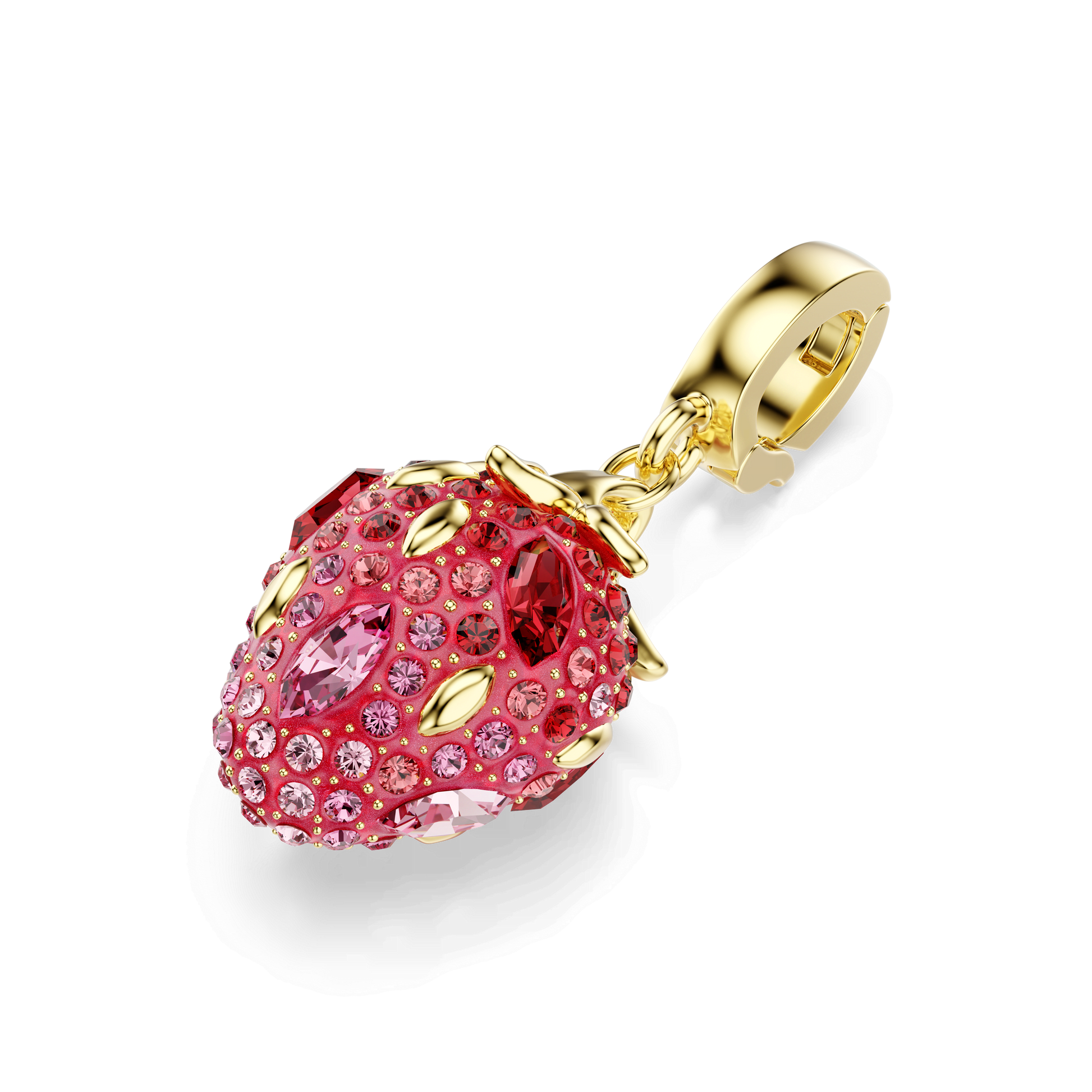 Idyllia charm, Mixed cuts, Strawberry, Red, 18K gold finish