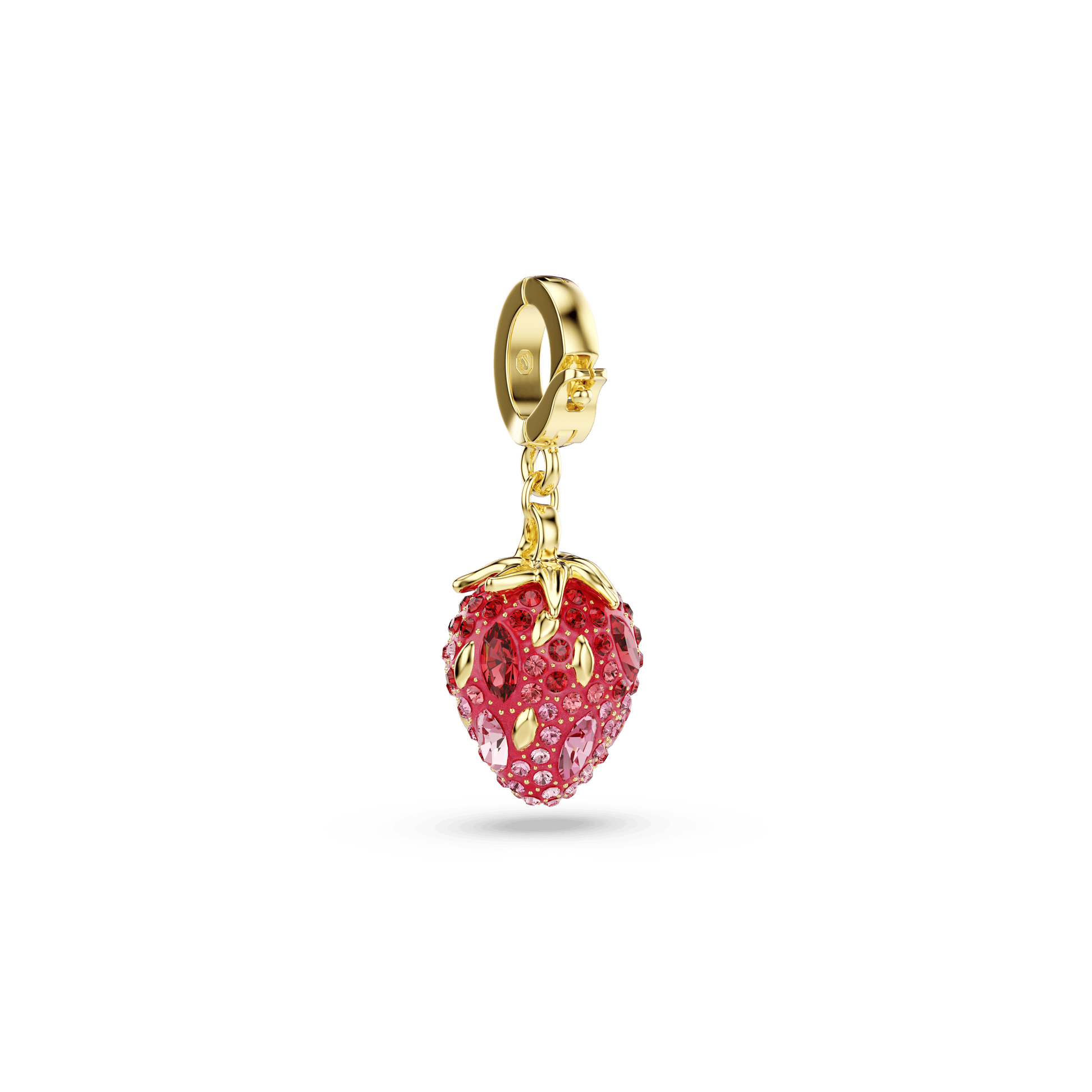Idyllia charm, Mixed cuts, Strawberry, Red, 18K gold finish