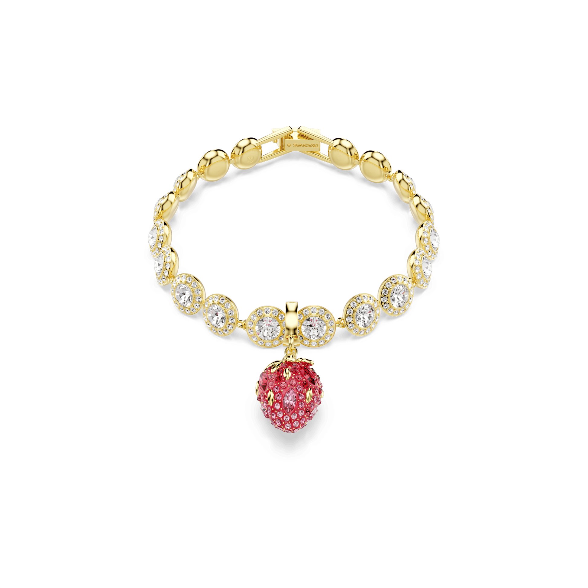 Idyllia charm, Mixed cuts, Strawberry, Red, 18K gold finish