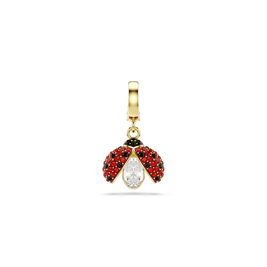 Idyllia charm, Mixed cuts, Ladybug, Red, 18K gold finish