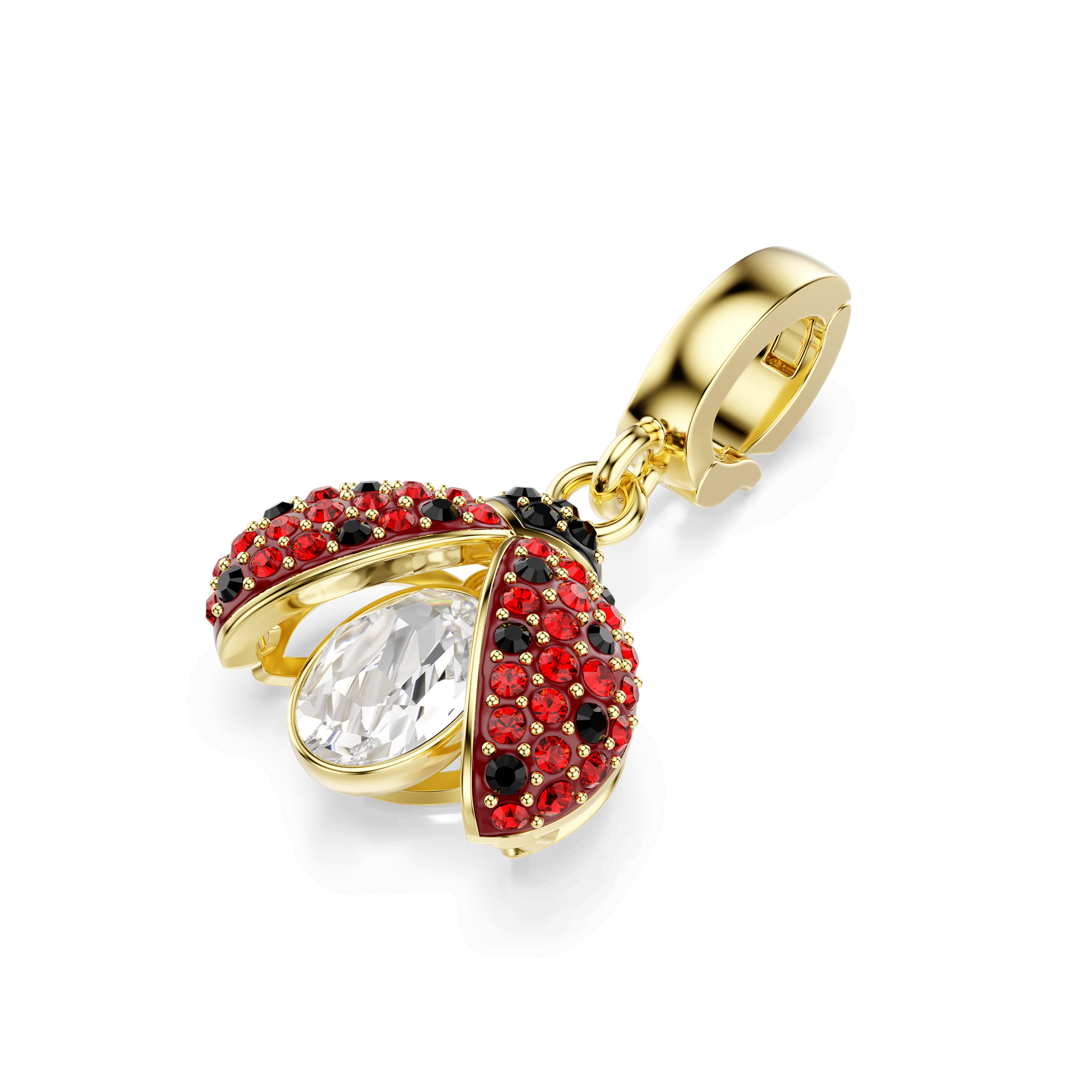Idyllia charm, Mixed cuts, Ladybug, Red, 18K gold finish