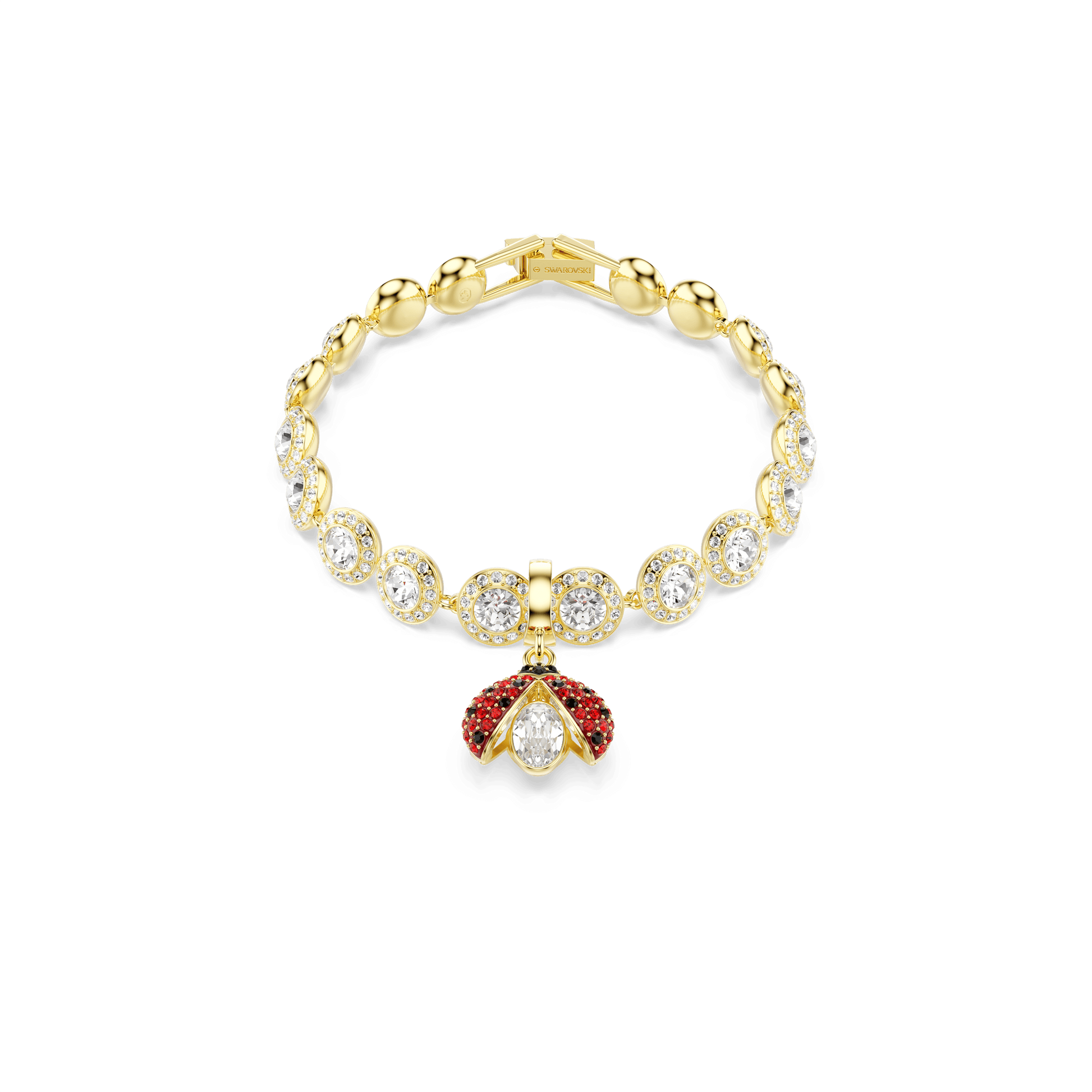Idyllia charm, Mixed cuts, Ladybug, Red, 18K gold finish