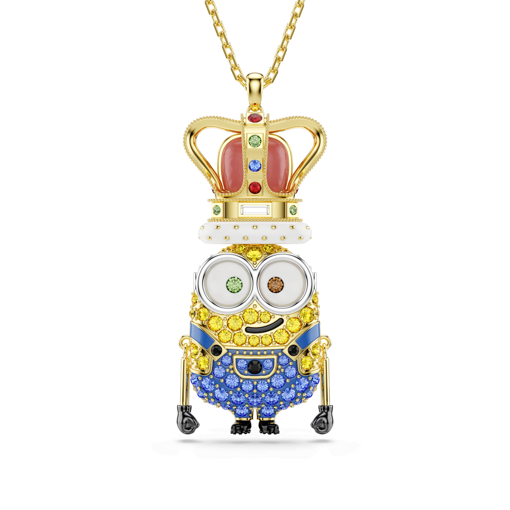Minions King Bob pendant, Pavé, Multicolored, 18K gold finish