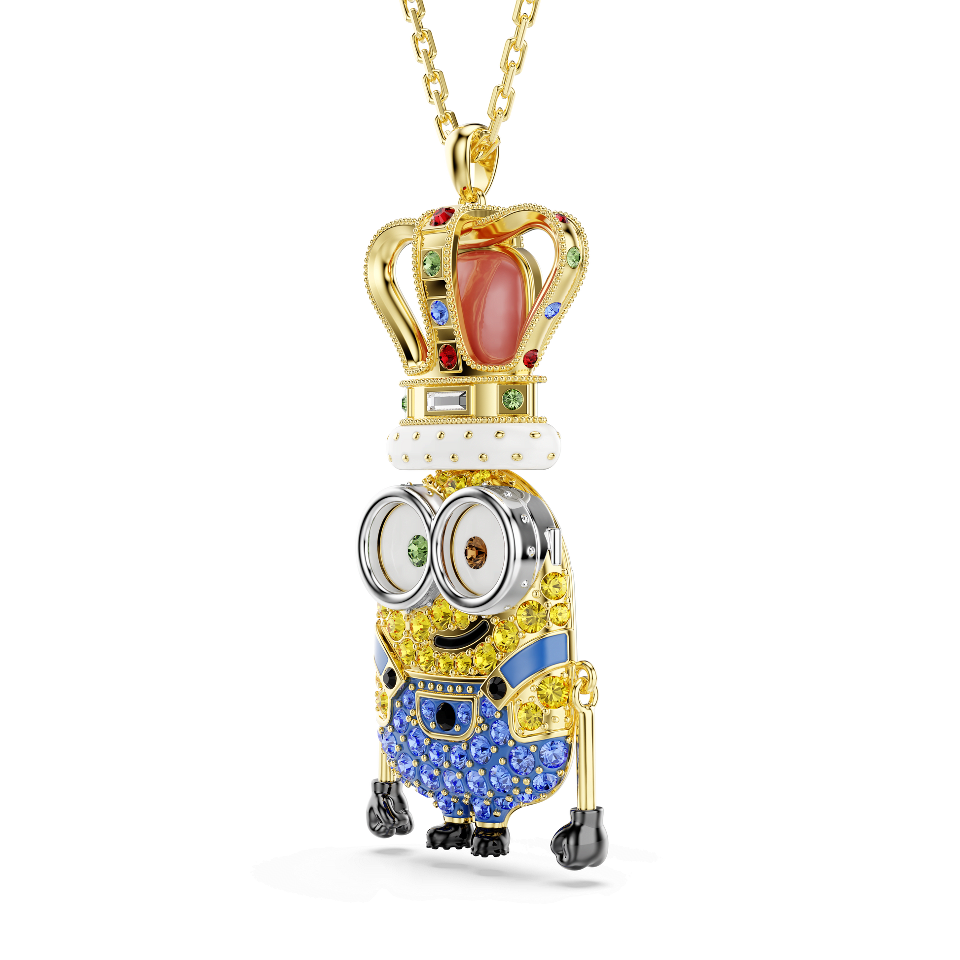 Minions King Bob pendant, Pavé, Multicolored, 18K gold finish