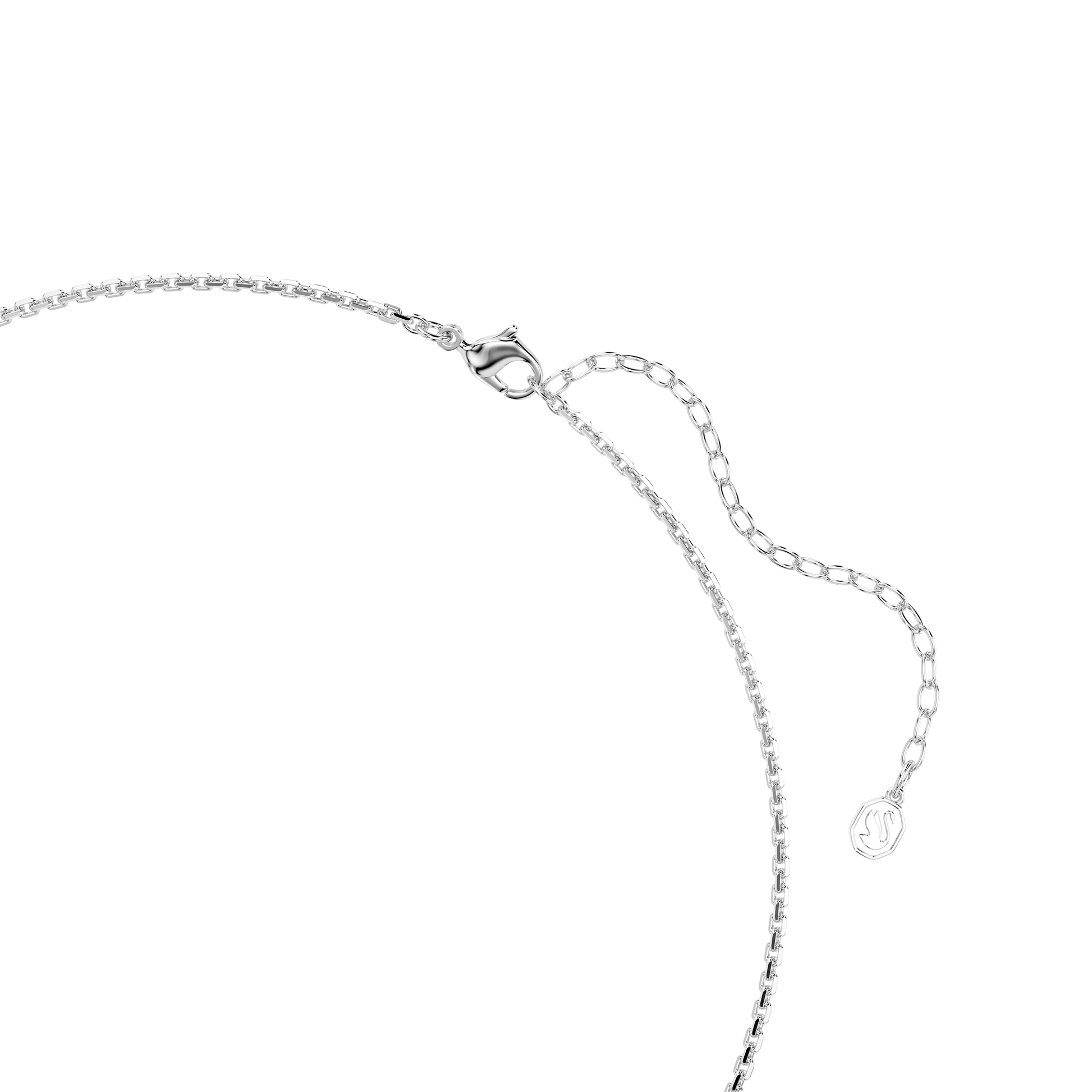 Idyllia necklace, Heart with arrow, White, Rhodium plated