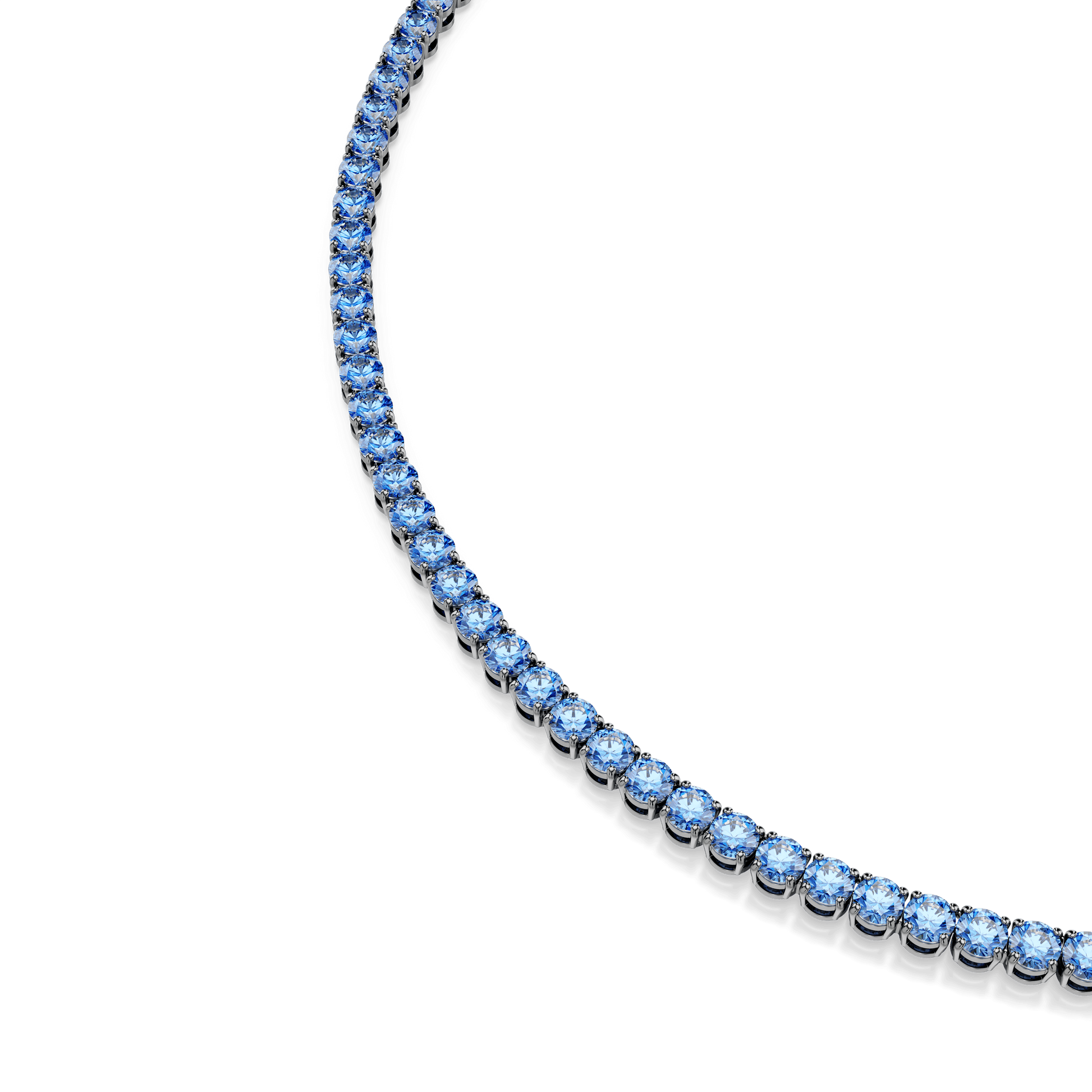 Matrix Tennis necklace, Round cut, Blue, Ruthenium plated