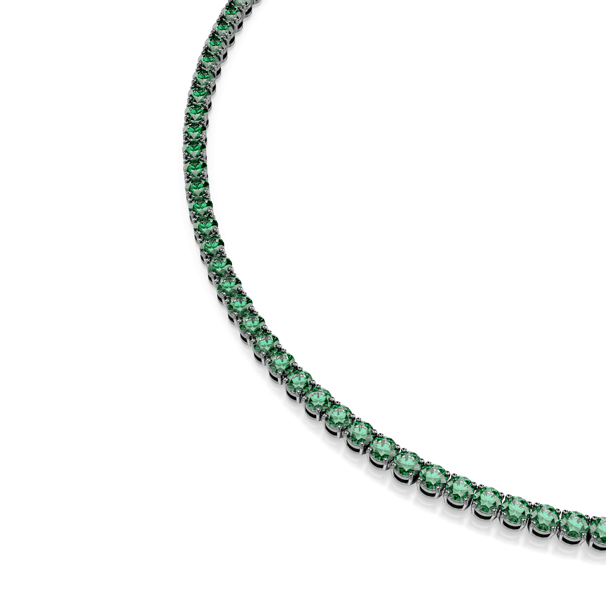 Matrix Tennis necklace, Round cut, Green, Ruthenium plated