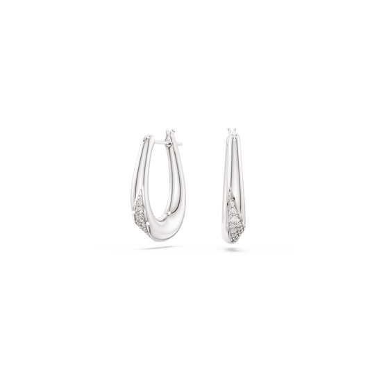 Swarovski Classica hoop earrings, Round cut, Small, White, Sterling silver