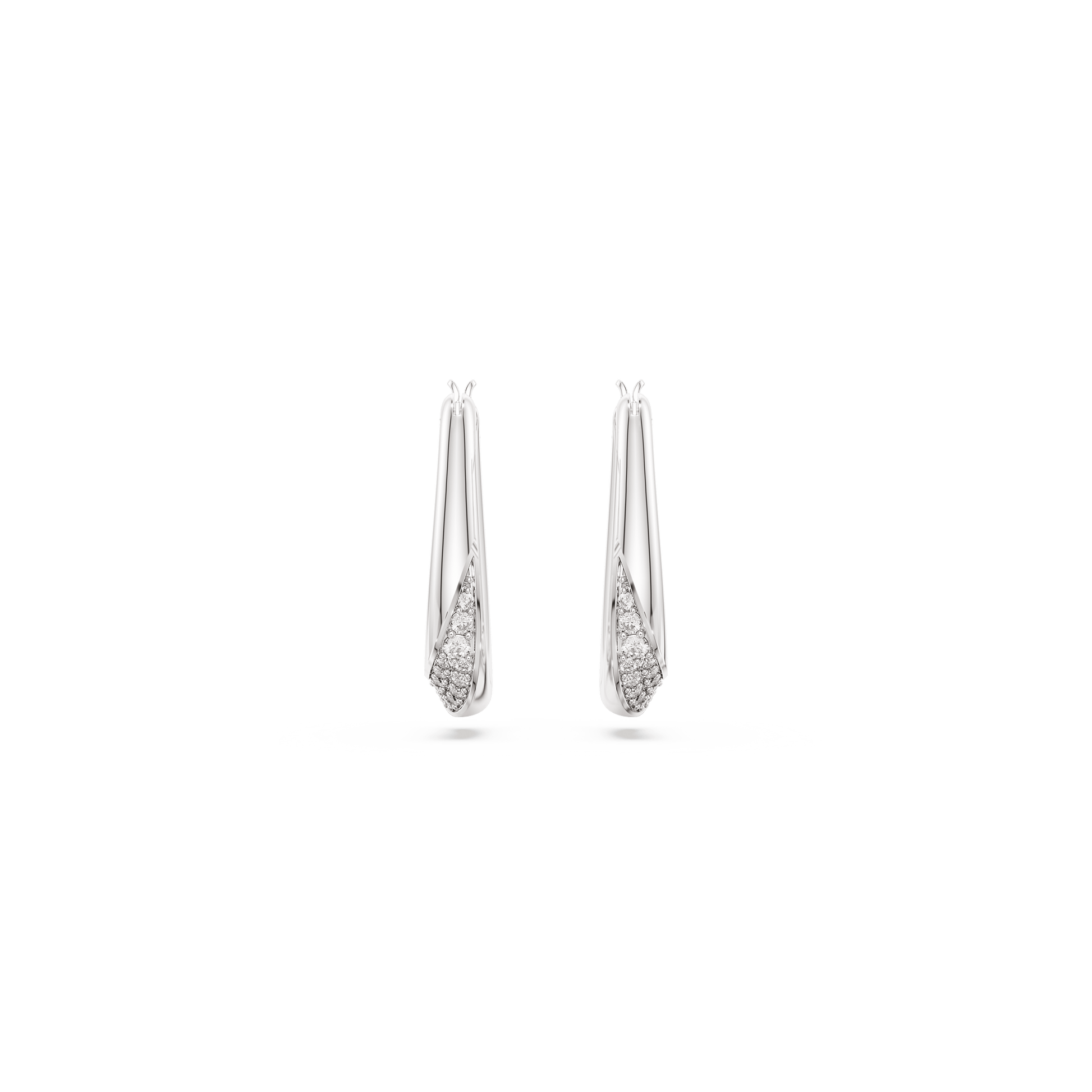 Swarovski Classica hoop earrings, Round cut, Small, White, Sterling silver