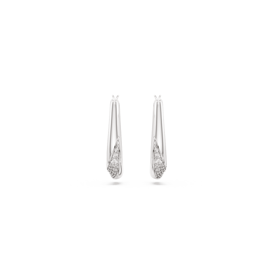 Swarovski Classica hoop earrings, Round cut, Small, White, Sterling silver