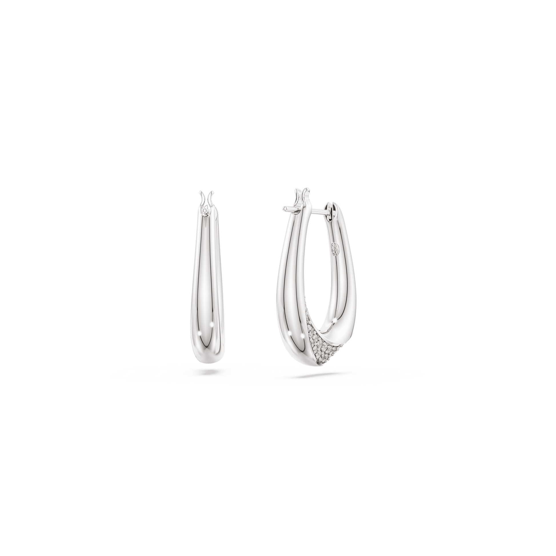Swarovski Classica hoop earrings, Round cut, Small, White, Sterling silver