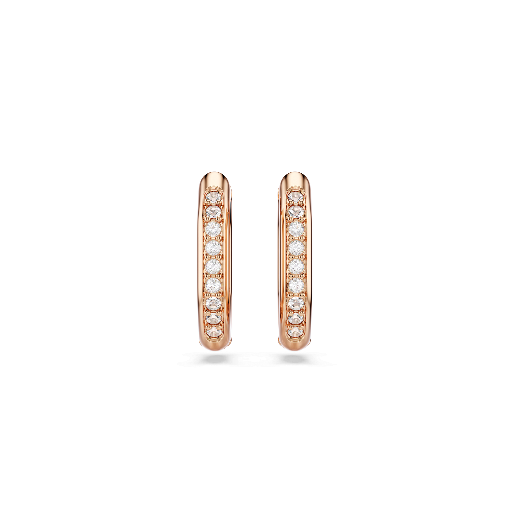 Dextera hoop earrings, Octagon shape, Round cut, Small, White, 18K rose gold finish