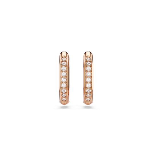 Dextera hoop earrings, Octagon shape, Round cut, Small, White, 18K rose gold finish
