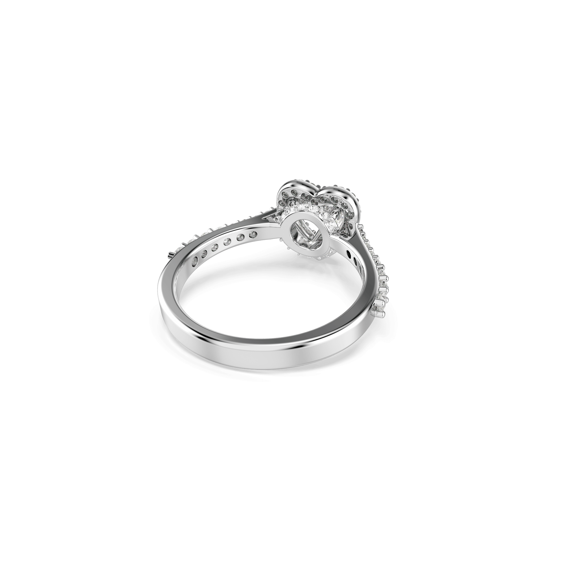 Una Angelic motif ring, Mixed cuts, Heart, White, Rhodium plated