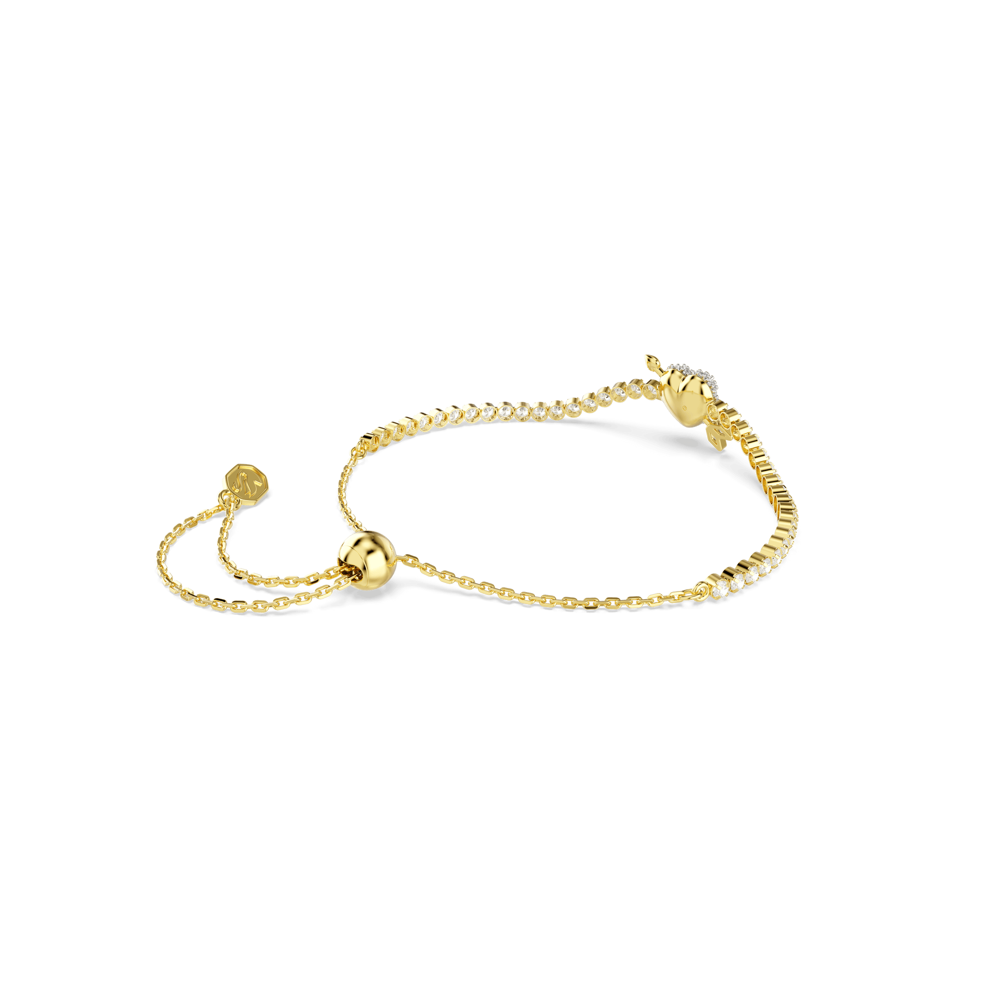 Idyllia bracelet, Mixed cuts, Heart with arrow, White, 18K gold finish