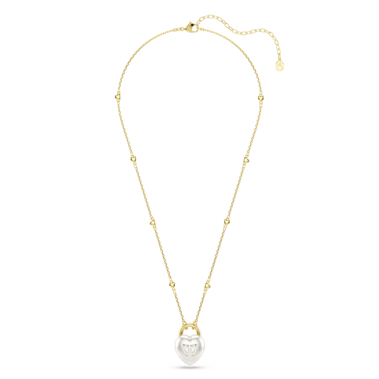 Idyllia pendant, Mixed cuts, Heart, White, 18K gold finish