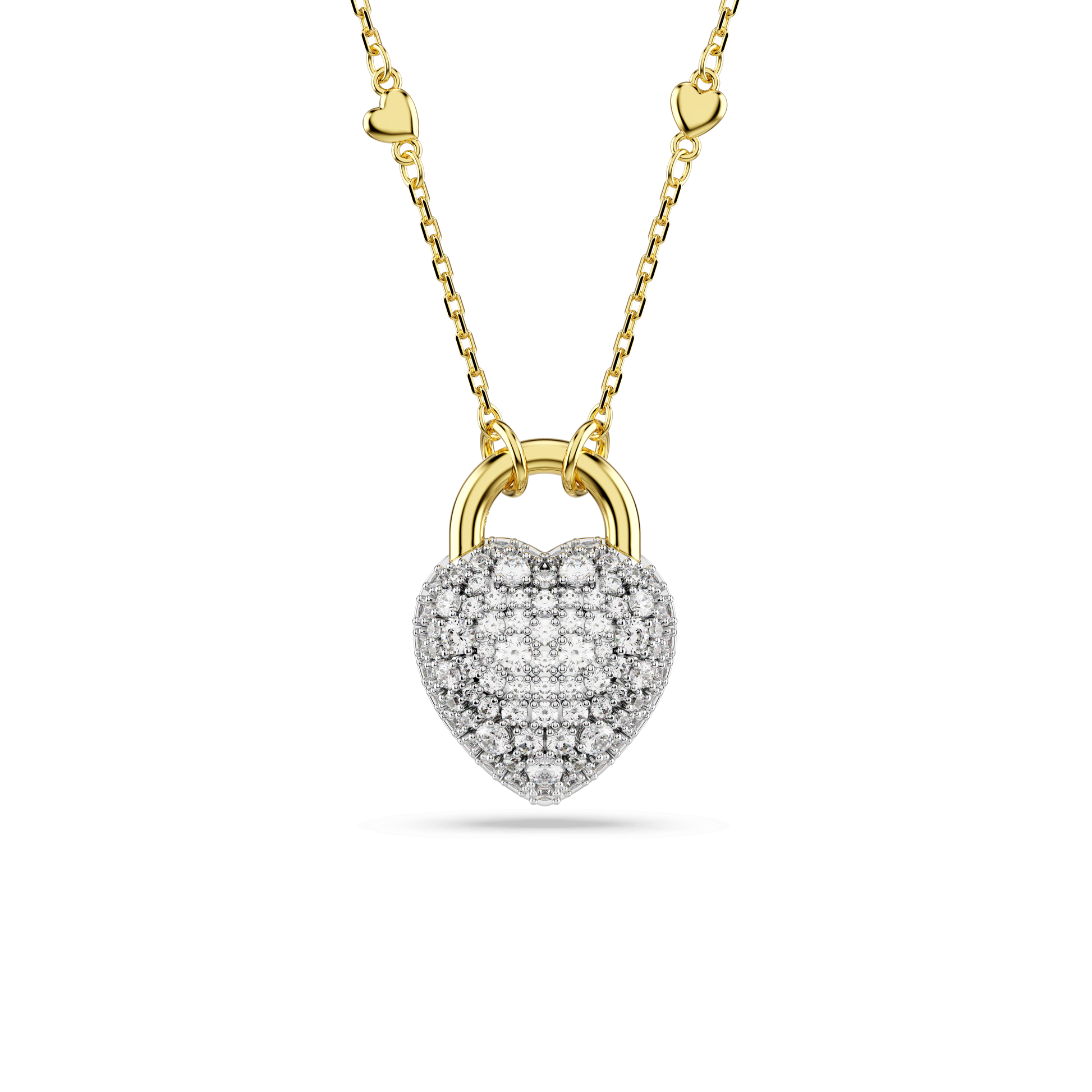 Idyllia pendant, Mixed cuts, Heart, White, 18K gold finish