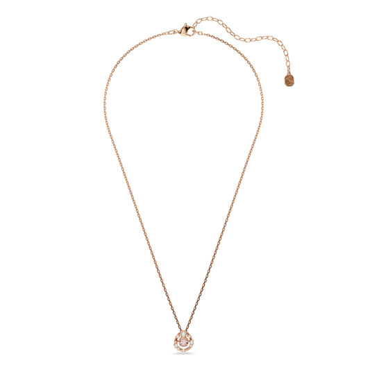 Constella pendant, Round cut, Dancing stone, Pink, 18K rose gold finish