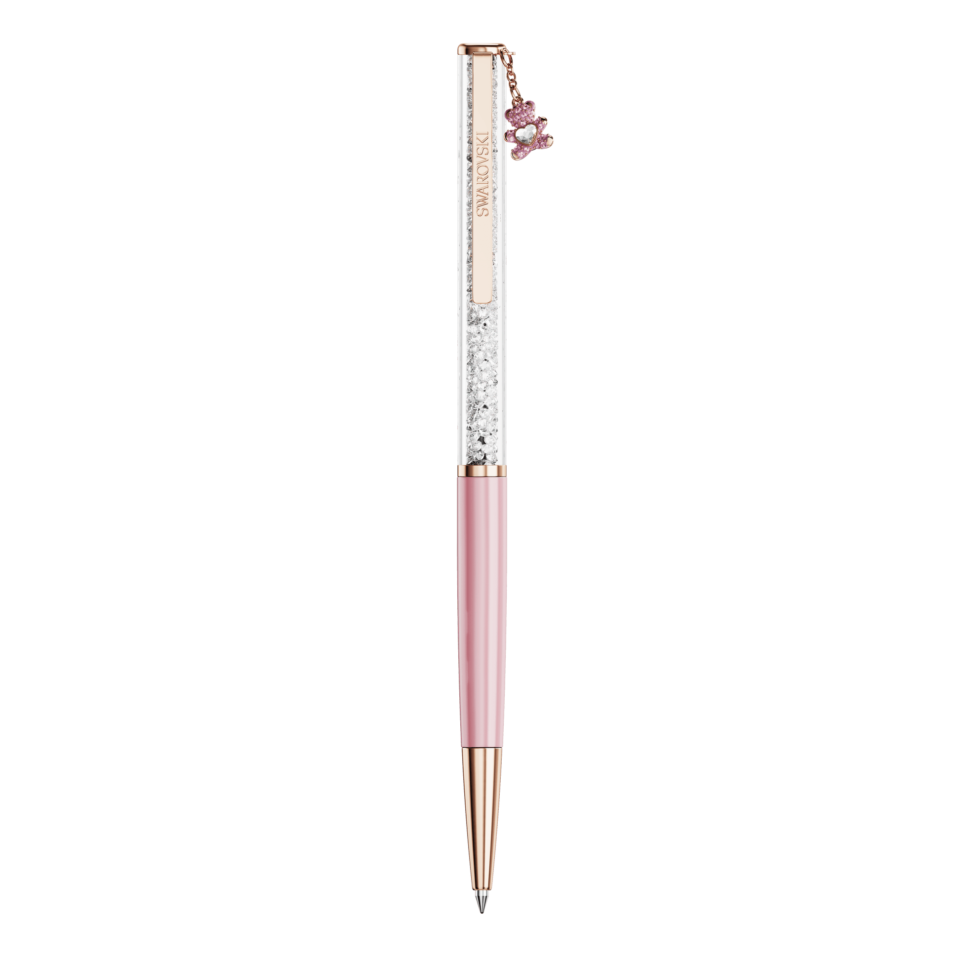 Crystalline ballpoint pen, Teddy, Pink, Pink lacquered, Rose gold-tone plated