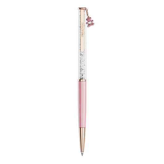 Crystalline ballpoint pen, Teddy, Pink, Pink lacquered, Rose gold-tone plated