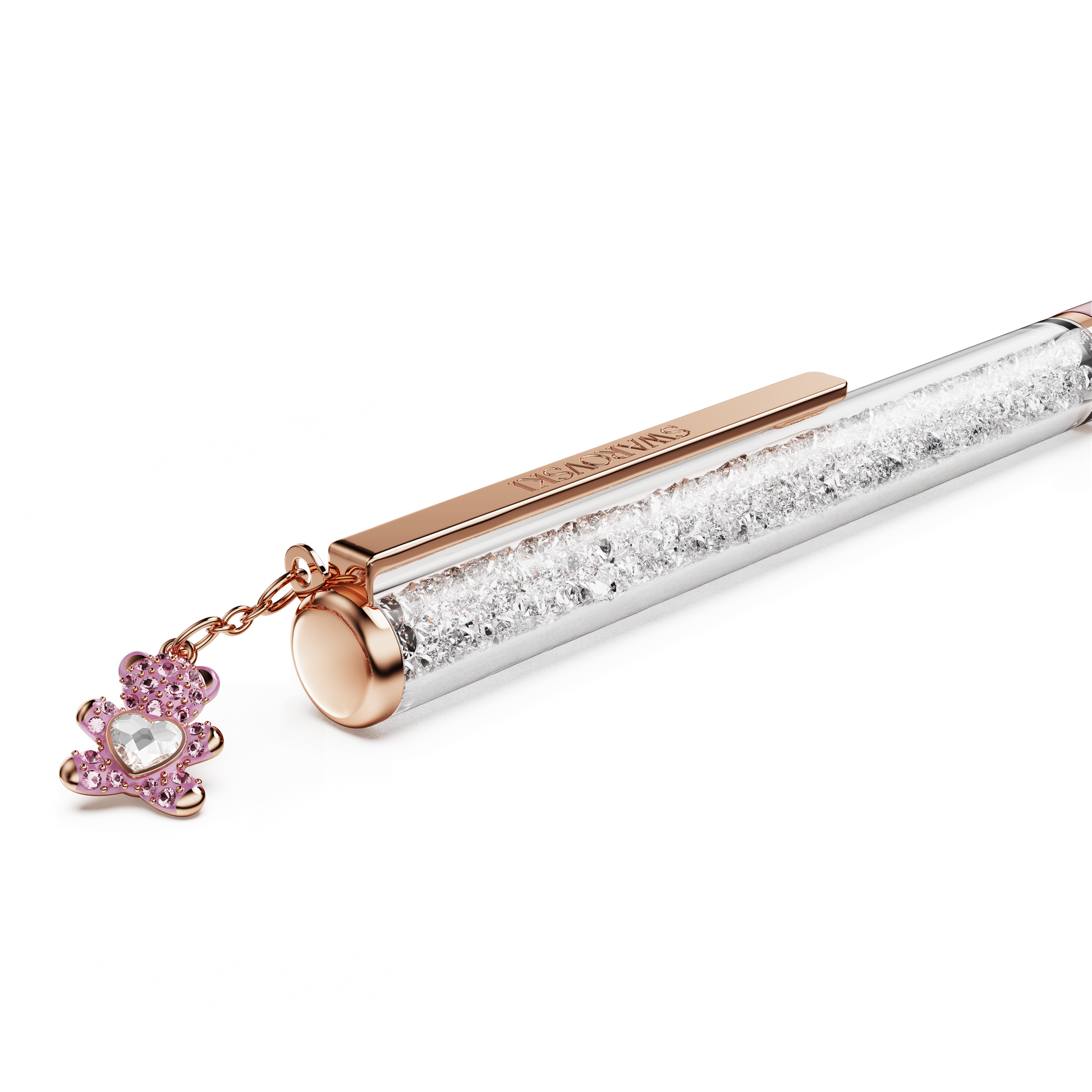 Crystalline ballpoint pen, Teddy, Pink, Pink lacquered, Rose gold-tone plated
