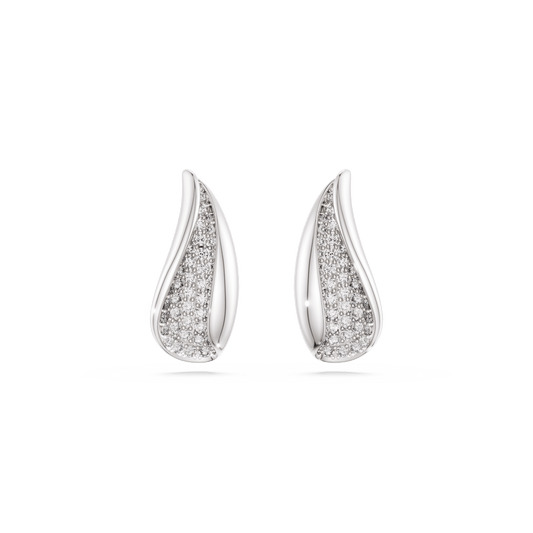Swarovski Classica drop earrings, Round cut, White, Sterling silver