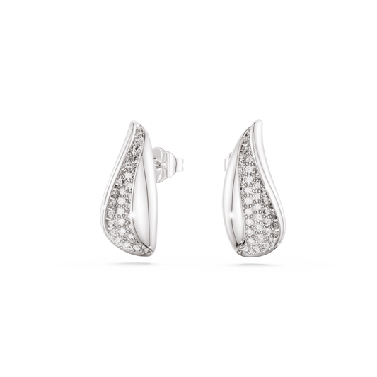 Swarovski Classica drop earrings, Round cut, White, Sterling silver