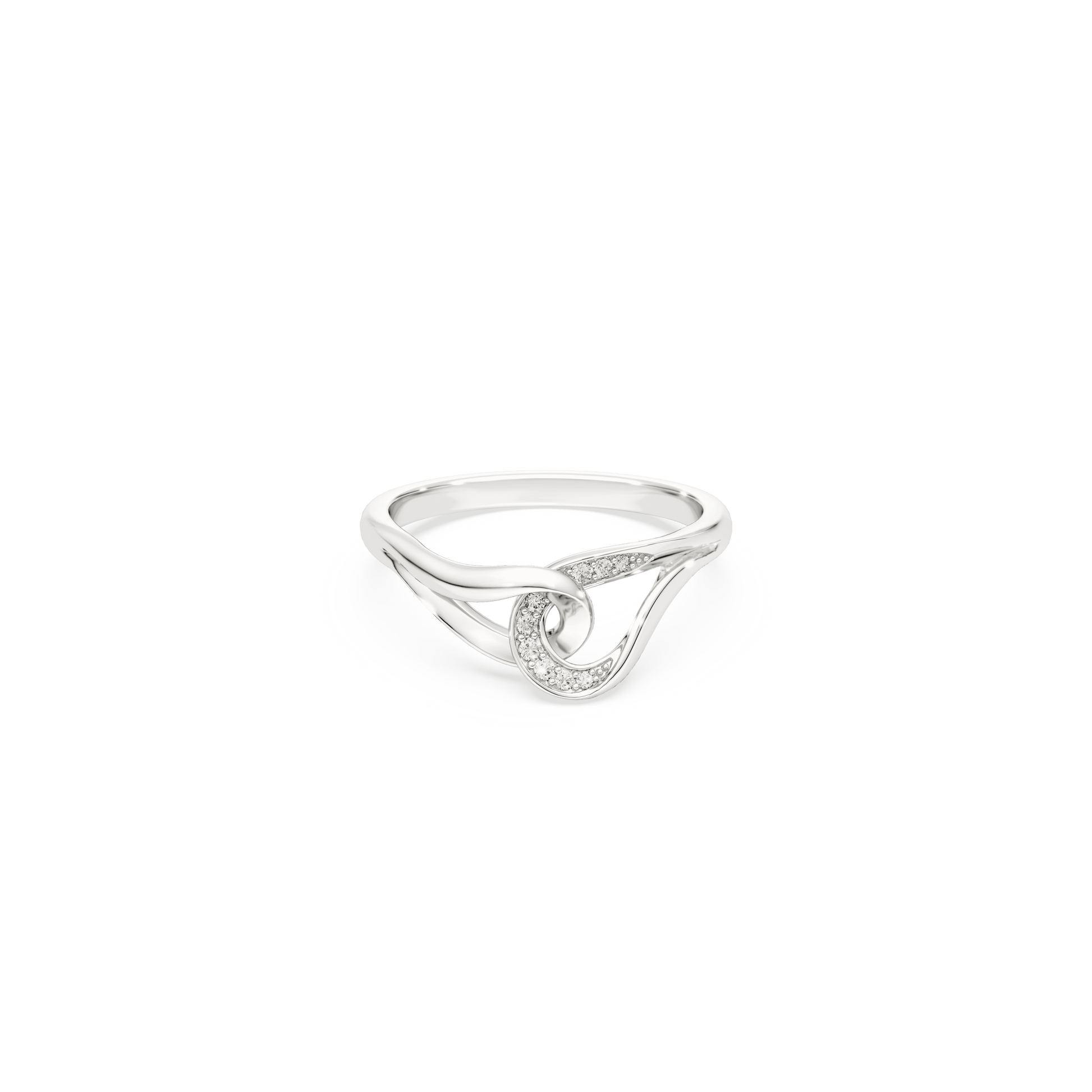 Swarovski Classica ring, Round cut, Interlocking, White, Sterling silver
